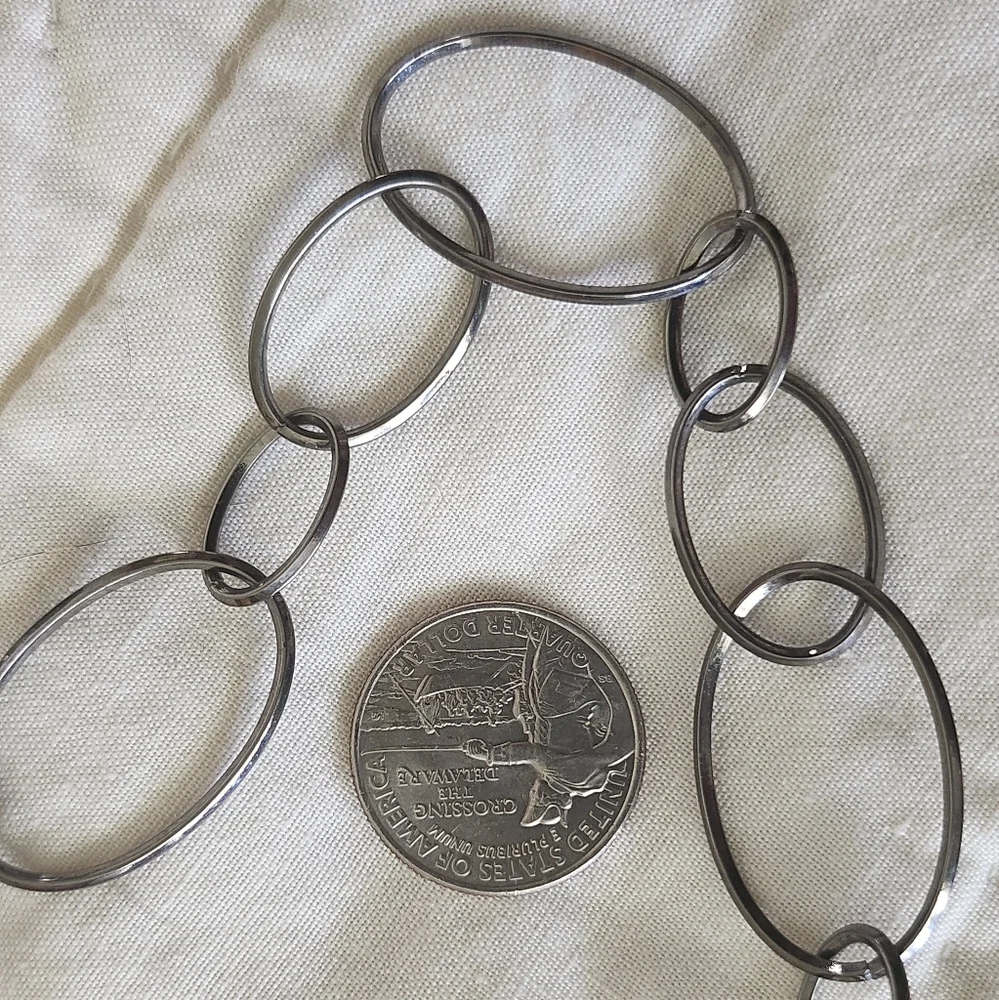VTG Long Necklace Dark Silver Tone Chain